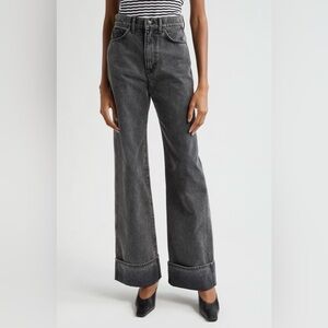 Veronica Beard Taylor High Waist Wide Leg Jean (Stone Washed Onyx)